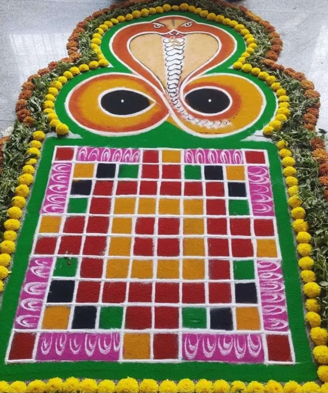 The Ashlesha Bali mandala, marigold bordered